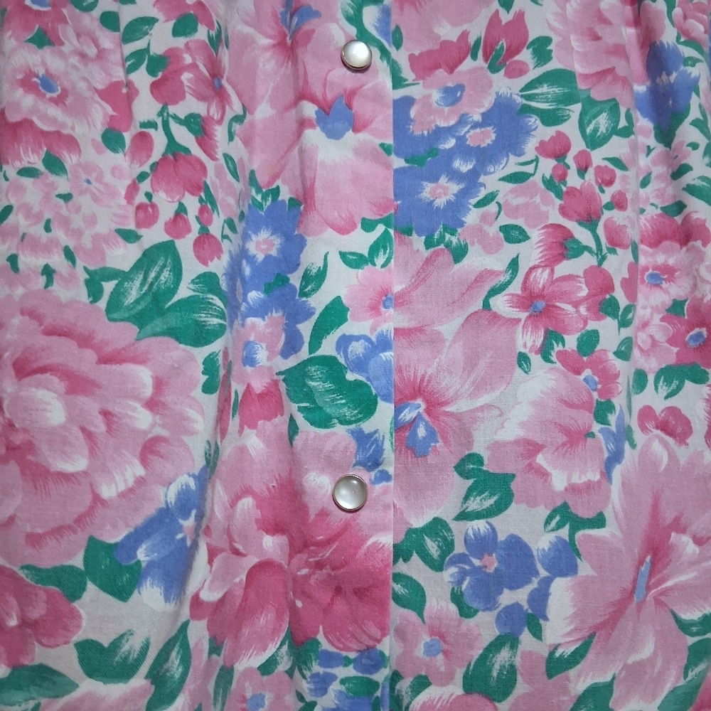 Vintage Nightgown Carriage Court Pink Floral Cotton Blend House Coat House Dress - Picture 7 of 15